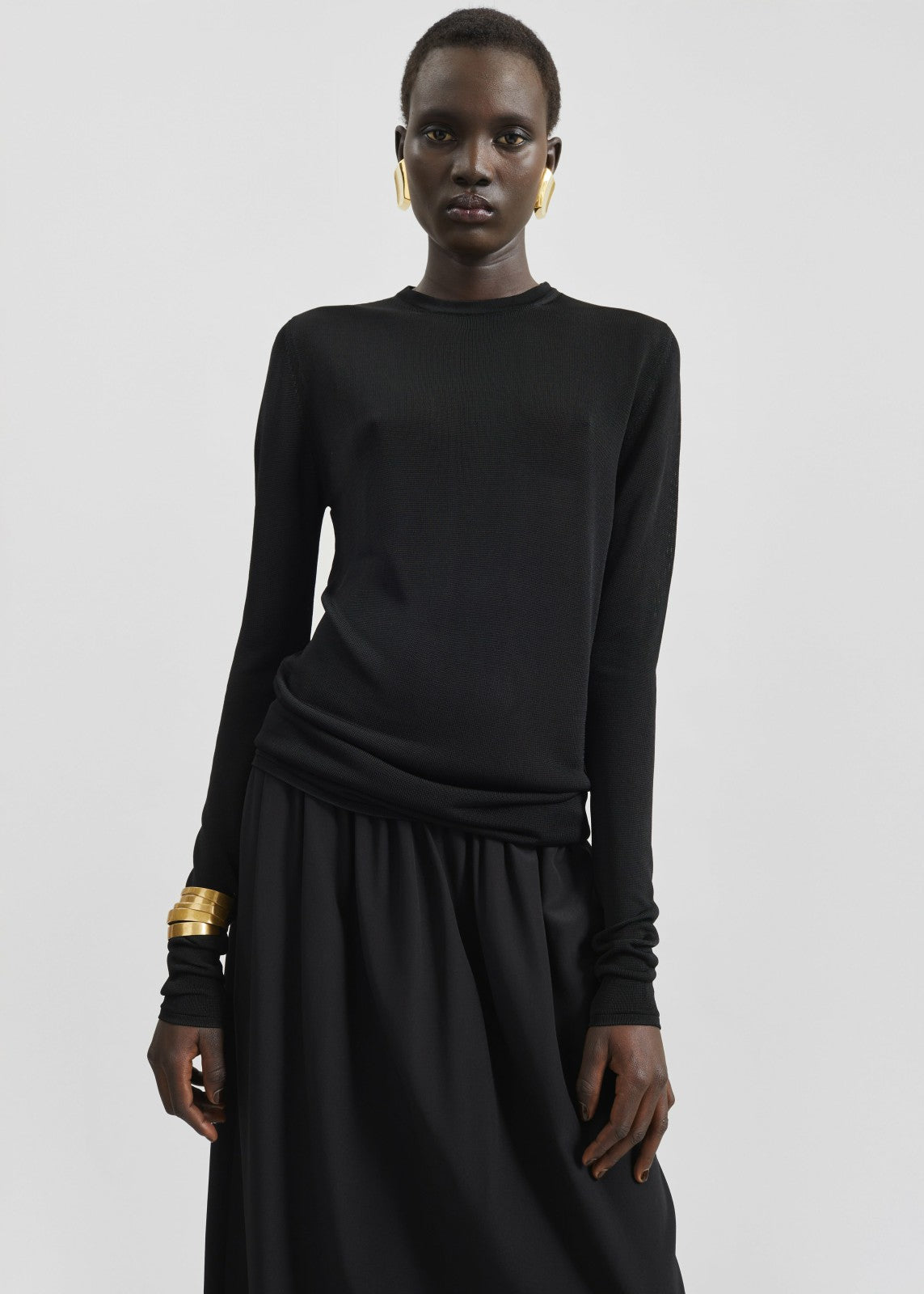 Kazel Thin Knit Top - Black