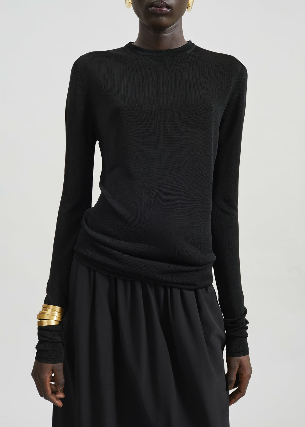 Kazel Thin Knit Top - Black
