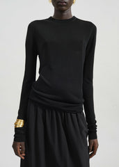 Kazel Thin Knit Top - Black