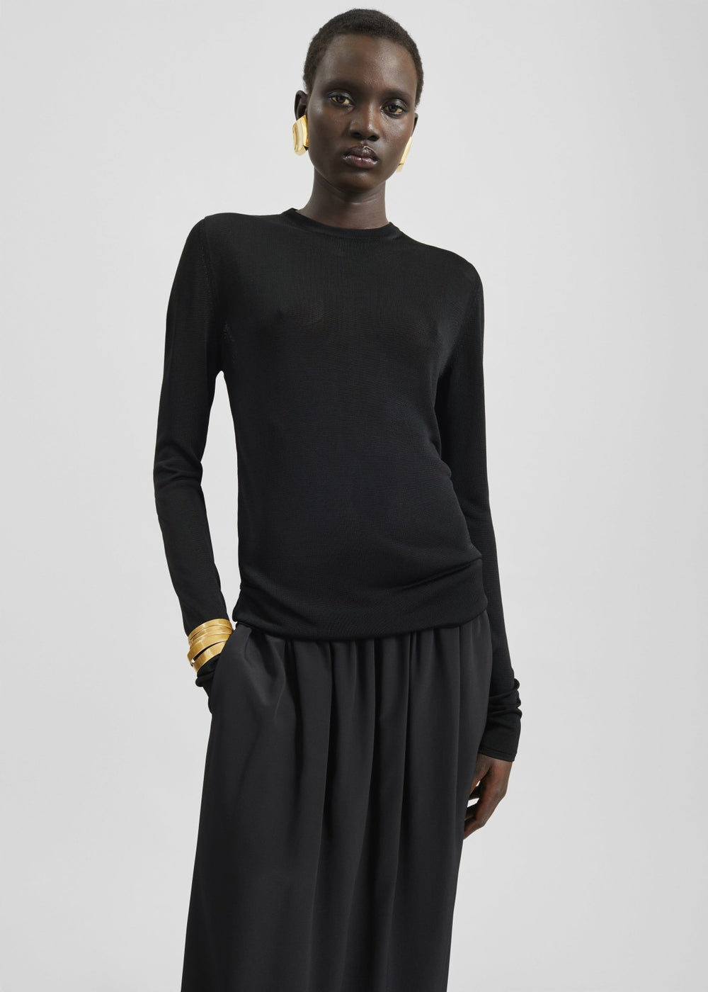Kazel Thin Knit Top - Black