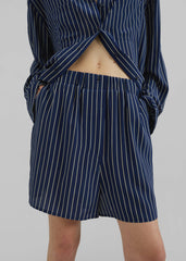 Lui Striped Boxer Shorts - Navy/Beige Pinstripe