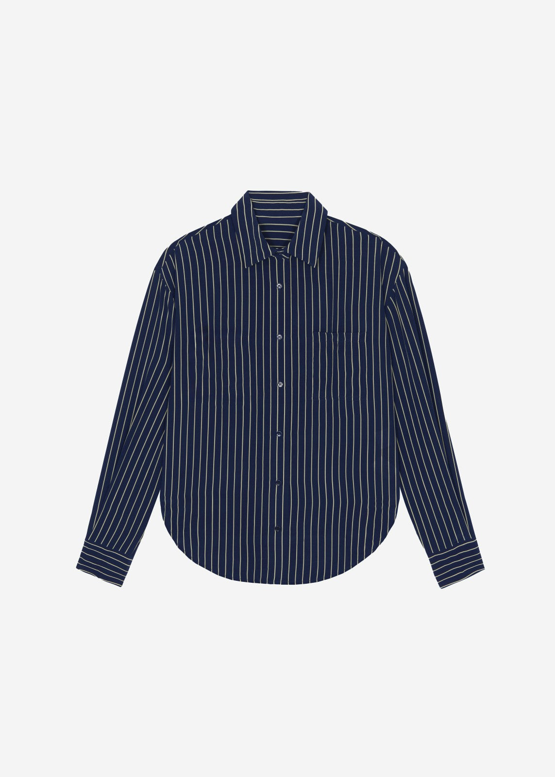 Lui Striped Shirt - Navy/Beige Pinstripe