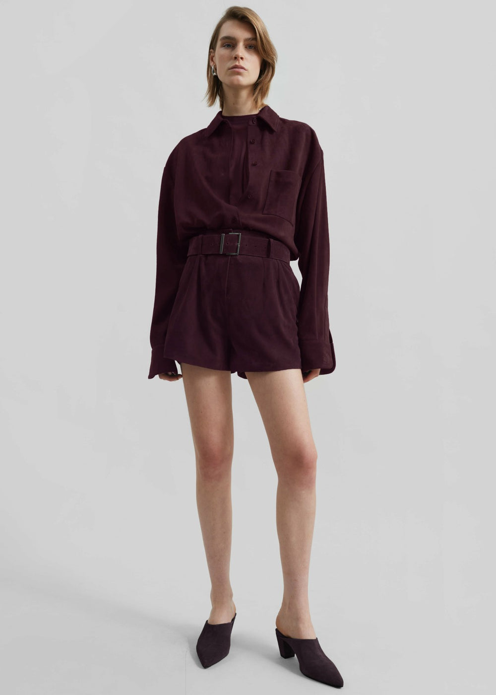 Lise Suede Shorts - Burgundy