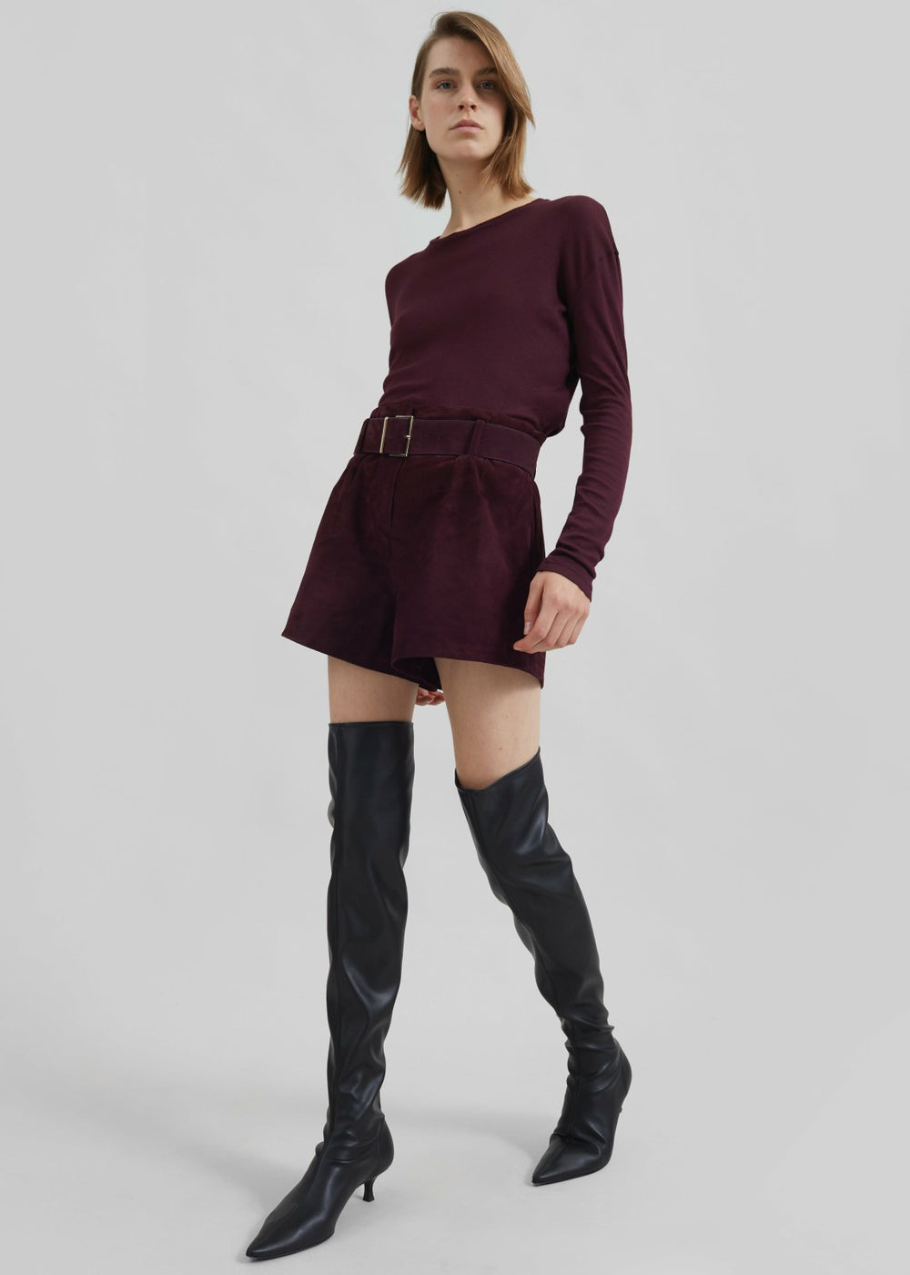 Lise Suede Shorts - Burgundy