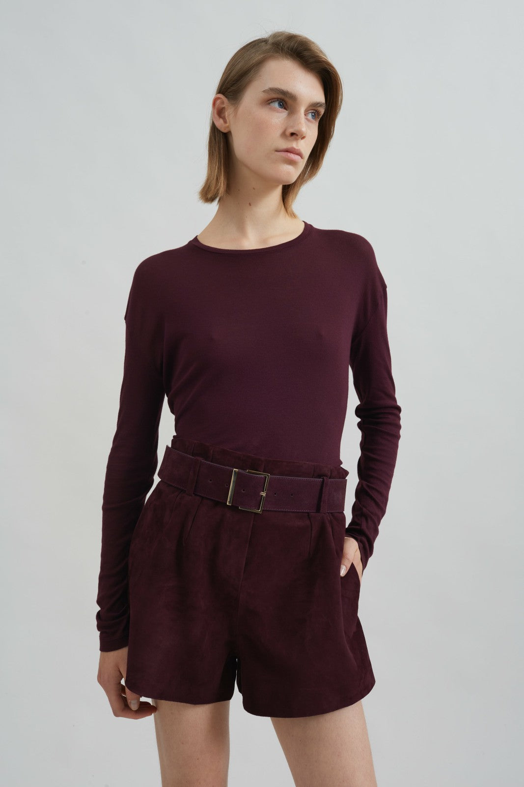 Lise Suede Shorts - Burgundy