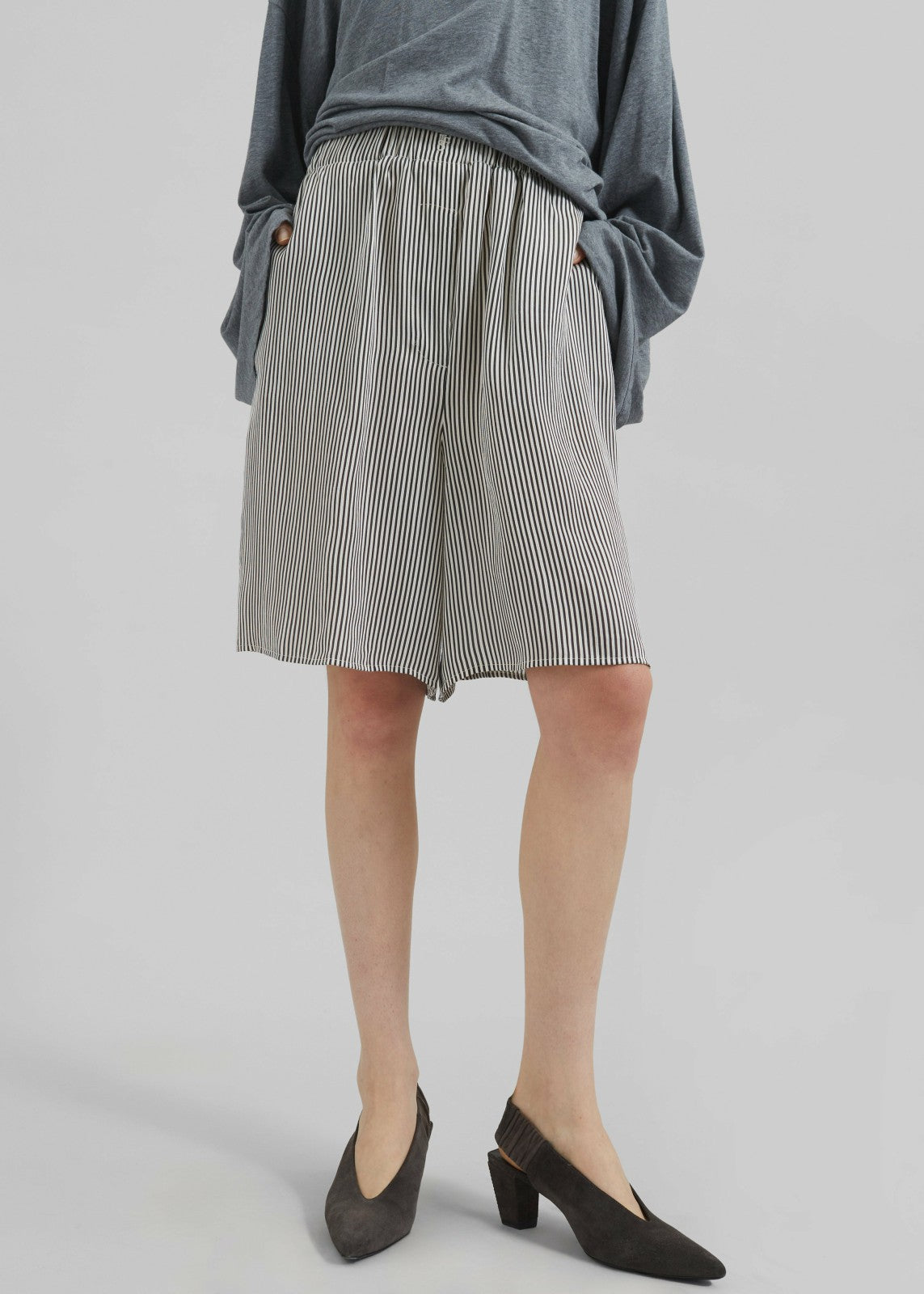 Lui Striped Silk Boxer Shorts - Black/White Stripe