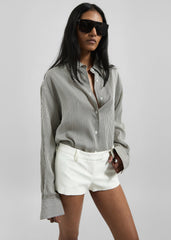 Lui Striped Silk Shirt - Black/White Stripe
