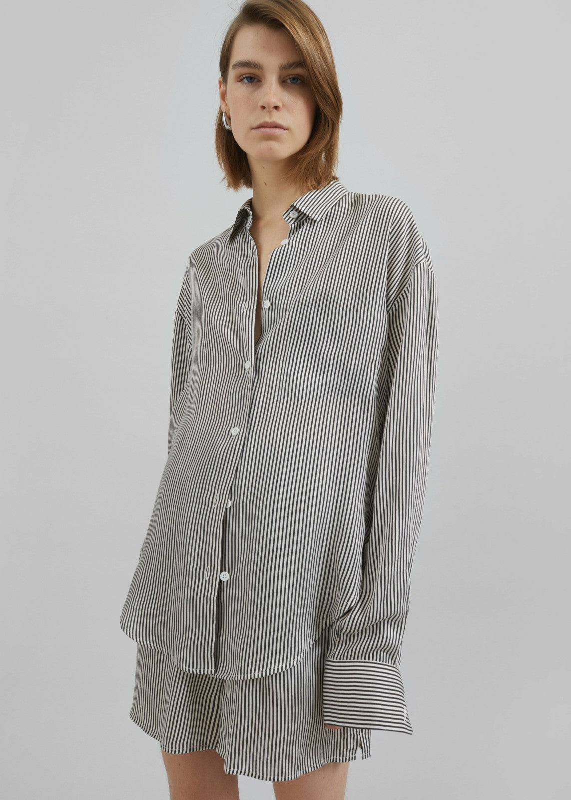 Lui Striped Silk Shirt - Black/White Stripe