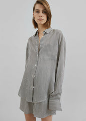 Lui Striped Silk Shirt - Black/White Stripe