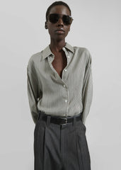 Lui Striped Silk Shirt - Black/White Stripe
