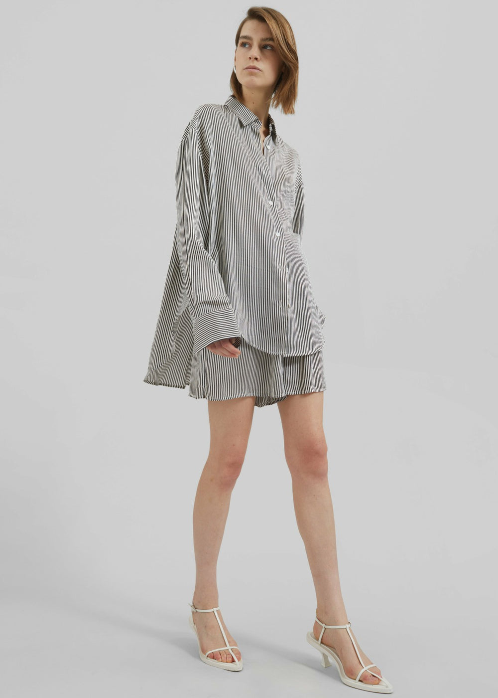 Lui Striped Silk Shirt - Black/White Stripe