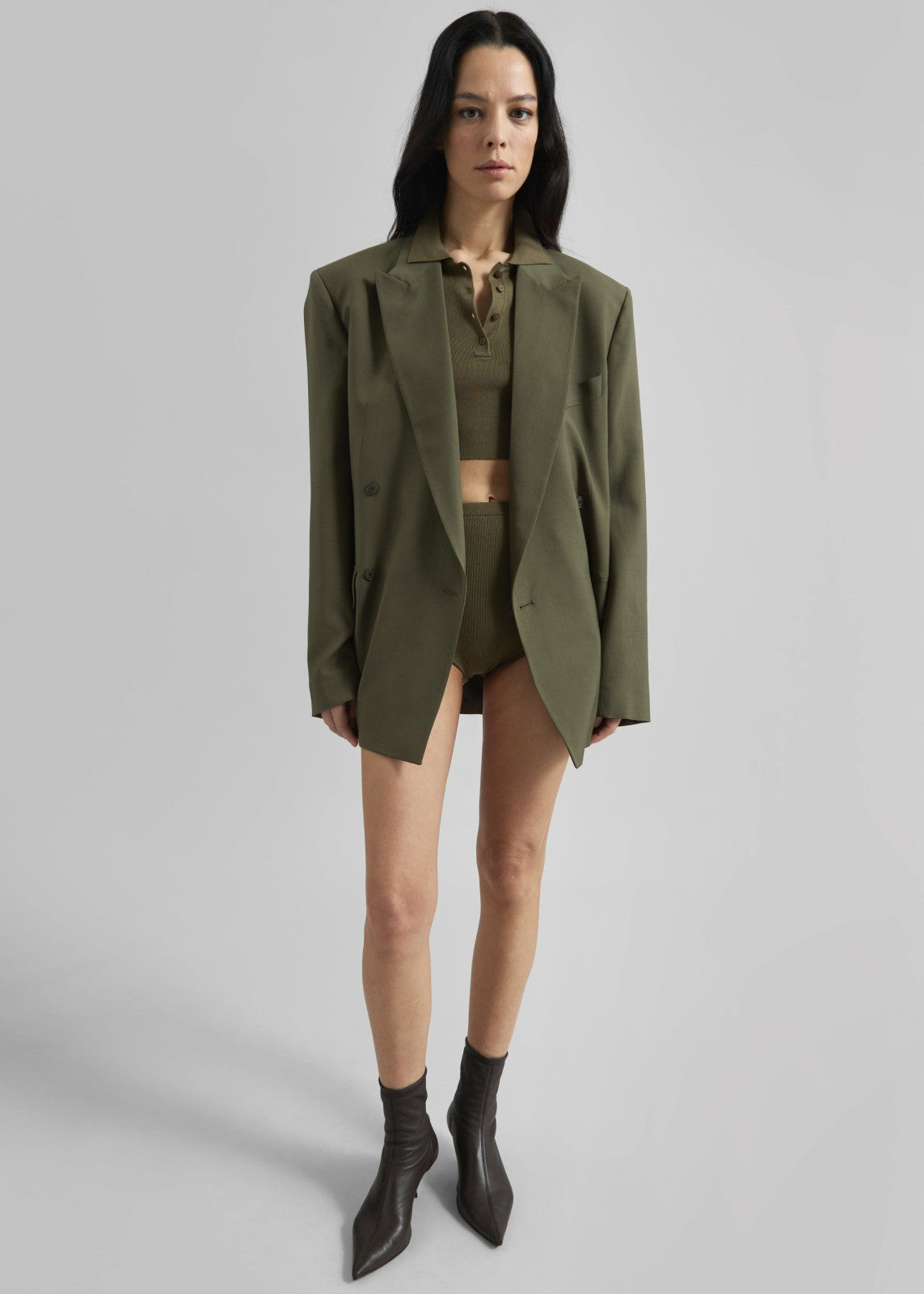 Newark Double Breasted Blazer - Khaki