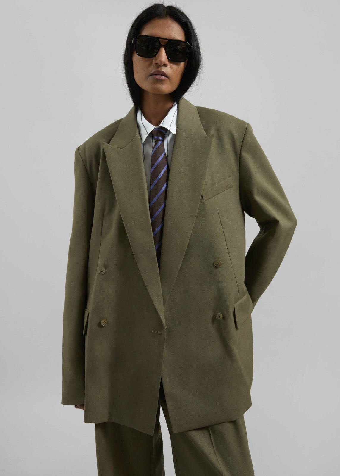 Newark Double Breasted Blazer - Khaki