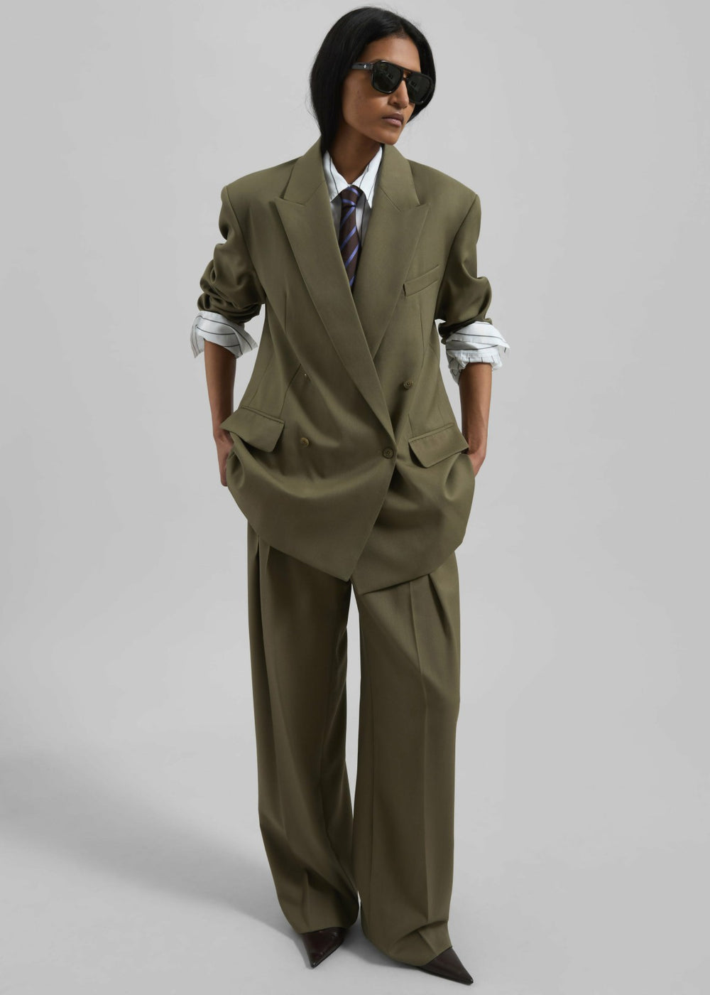 Newark Double Breasted Blazer - Khaki