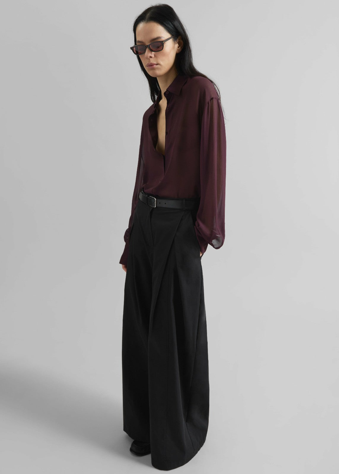 Peri Georgette Shirt - Burgundy