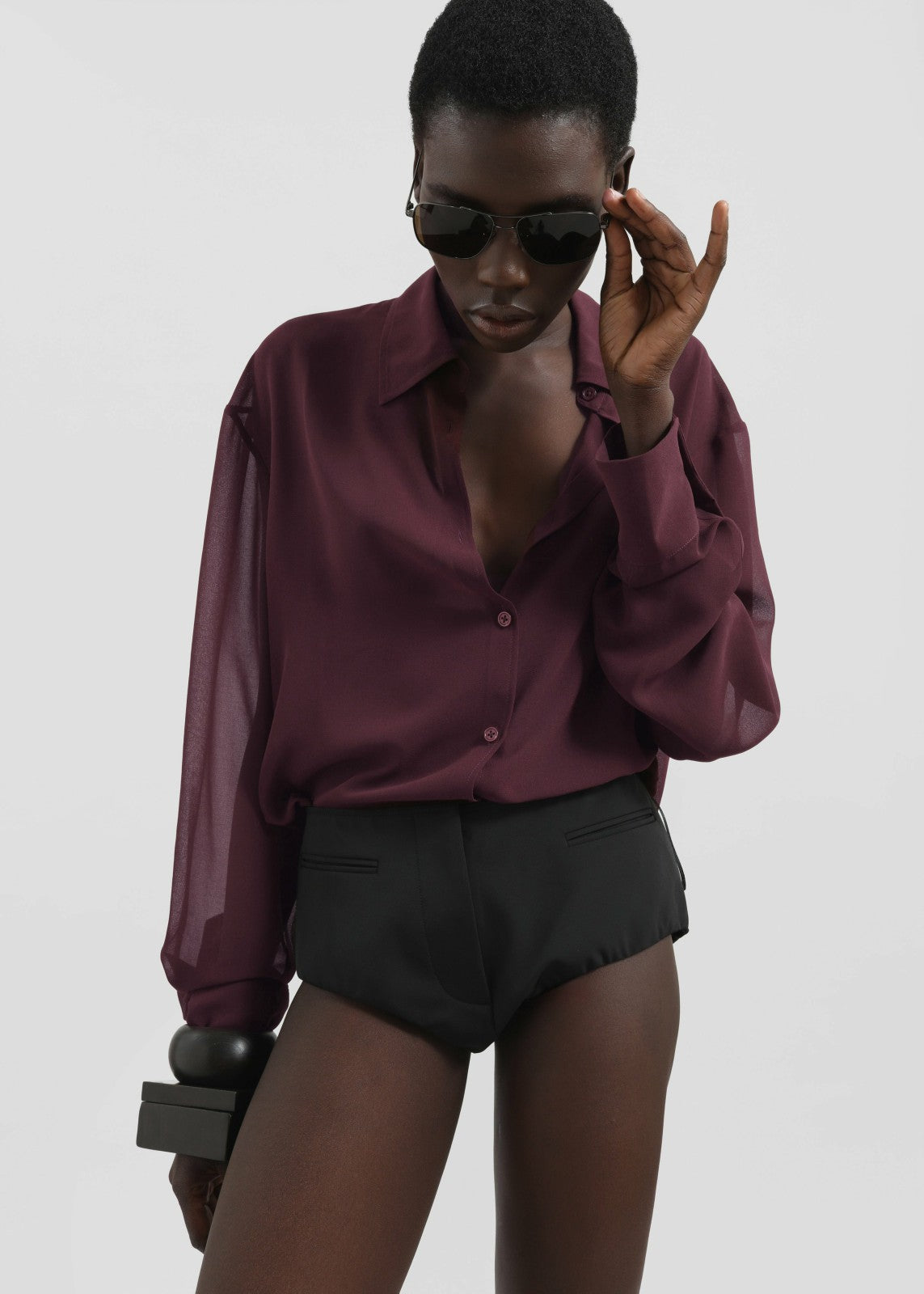 Peri Georgette Shirt - Burgundy