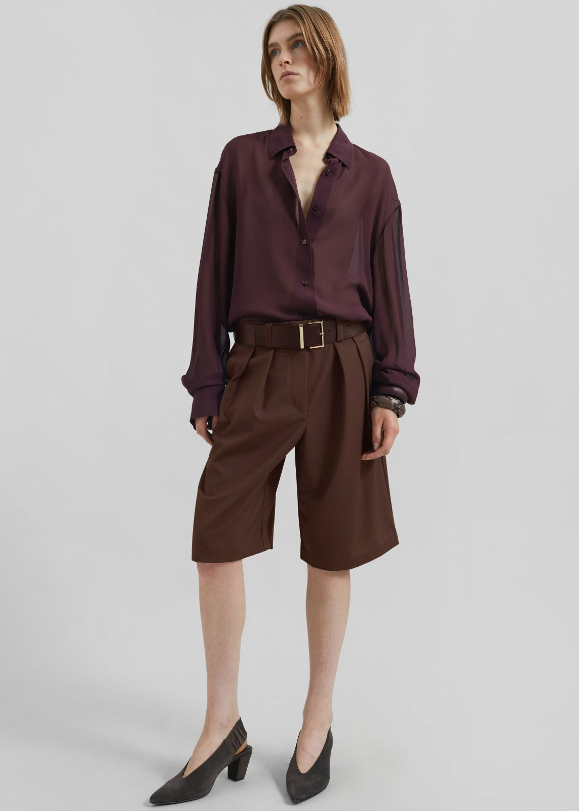 Peri Georgette Shirt - Burgundy