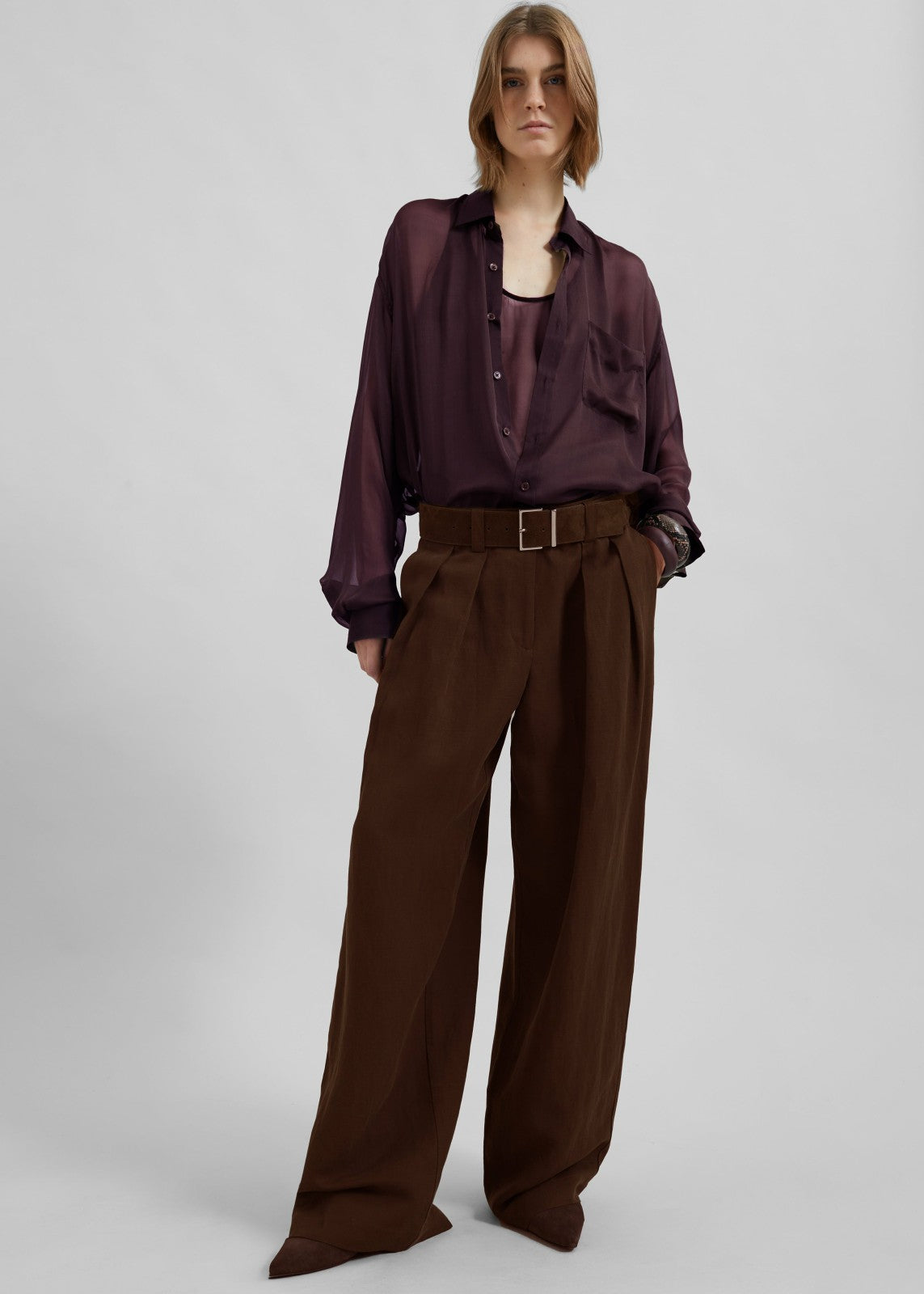 Peri Georgette Shirt - Burgundy