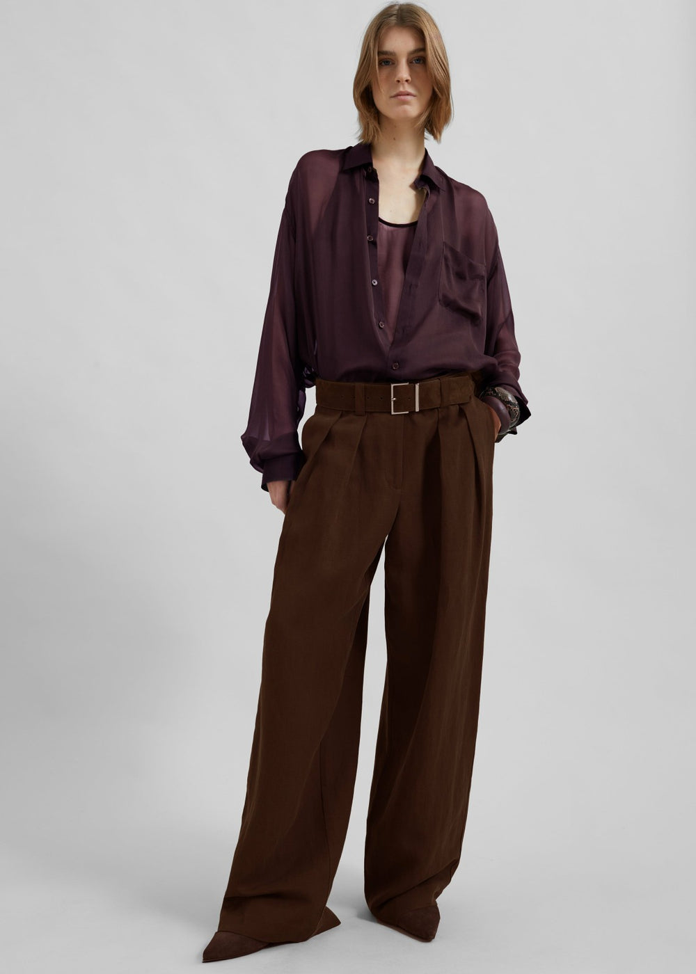 Peri Georgette Shirt - Burgundy