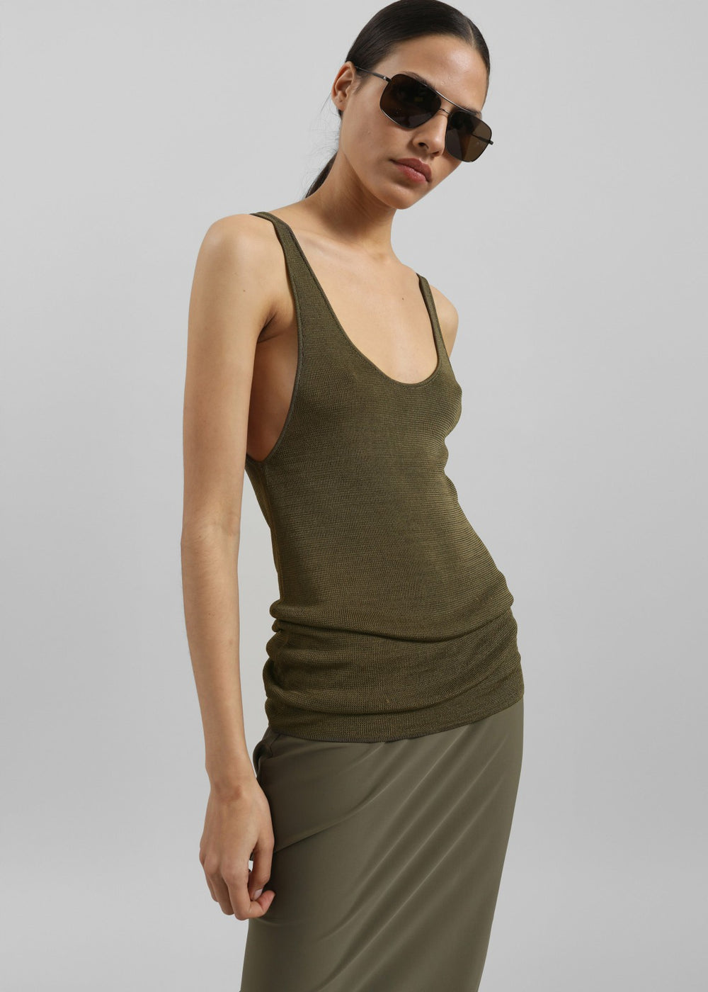 Rivo Knit Tank Top - Khaki