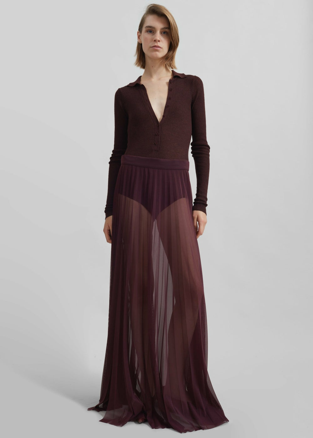 Solana Polo Bodysuit - Burgundy