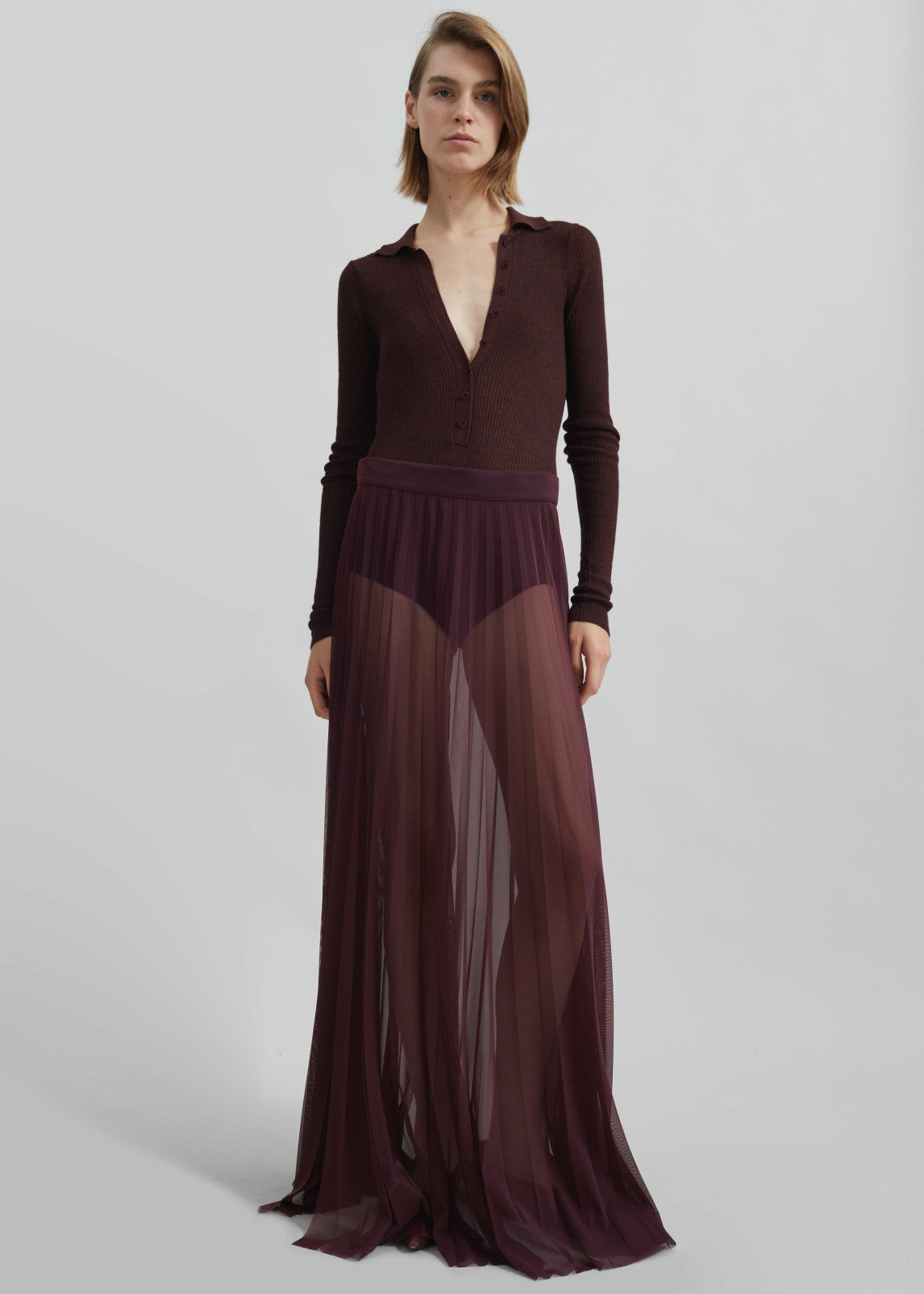 Solana Polo Bodysuit - Burgundy