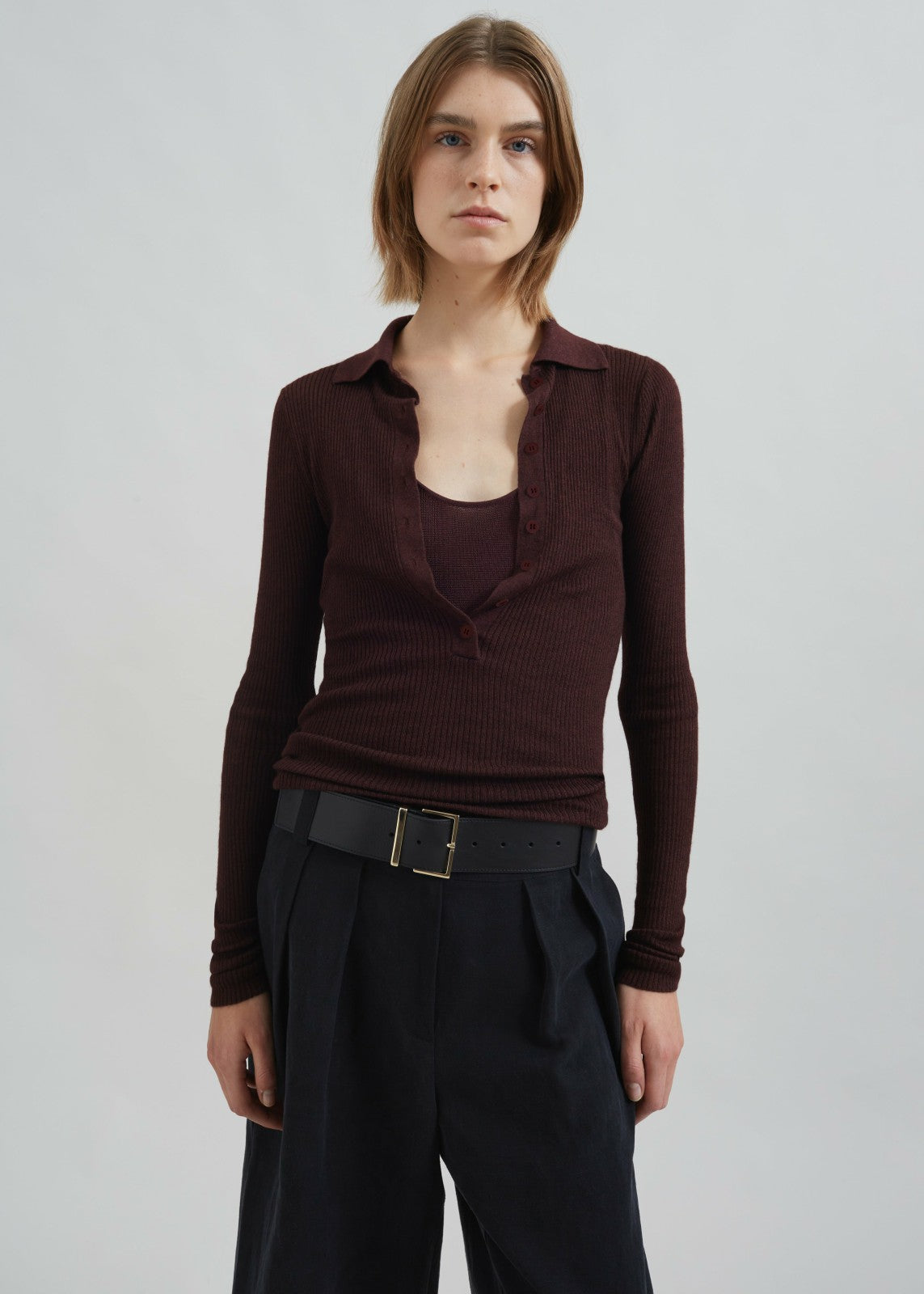 Solana Polo Bodysuit - Burgundy
