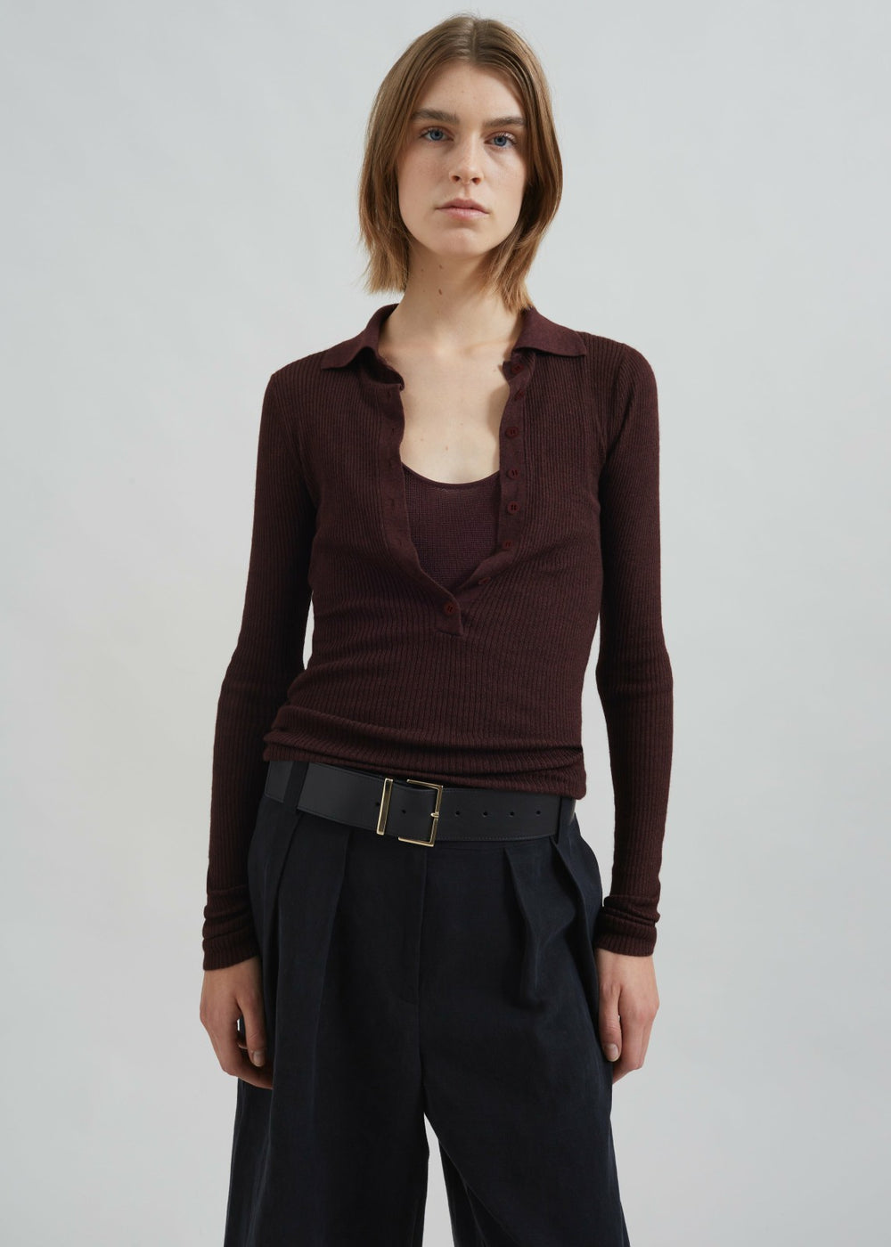Solana Polo Bodysuit - Burgundy