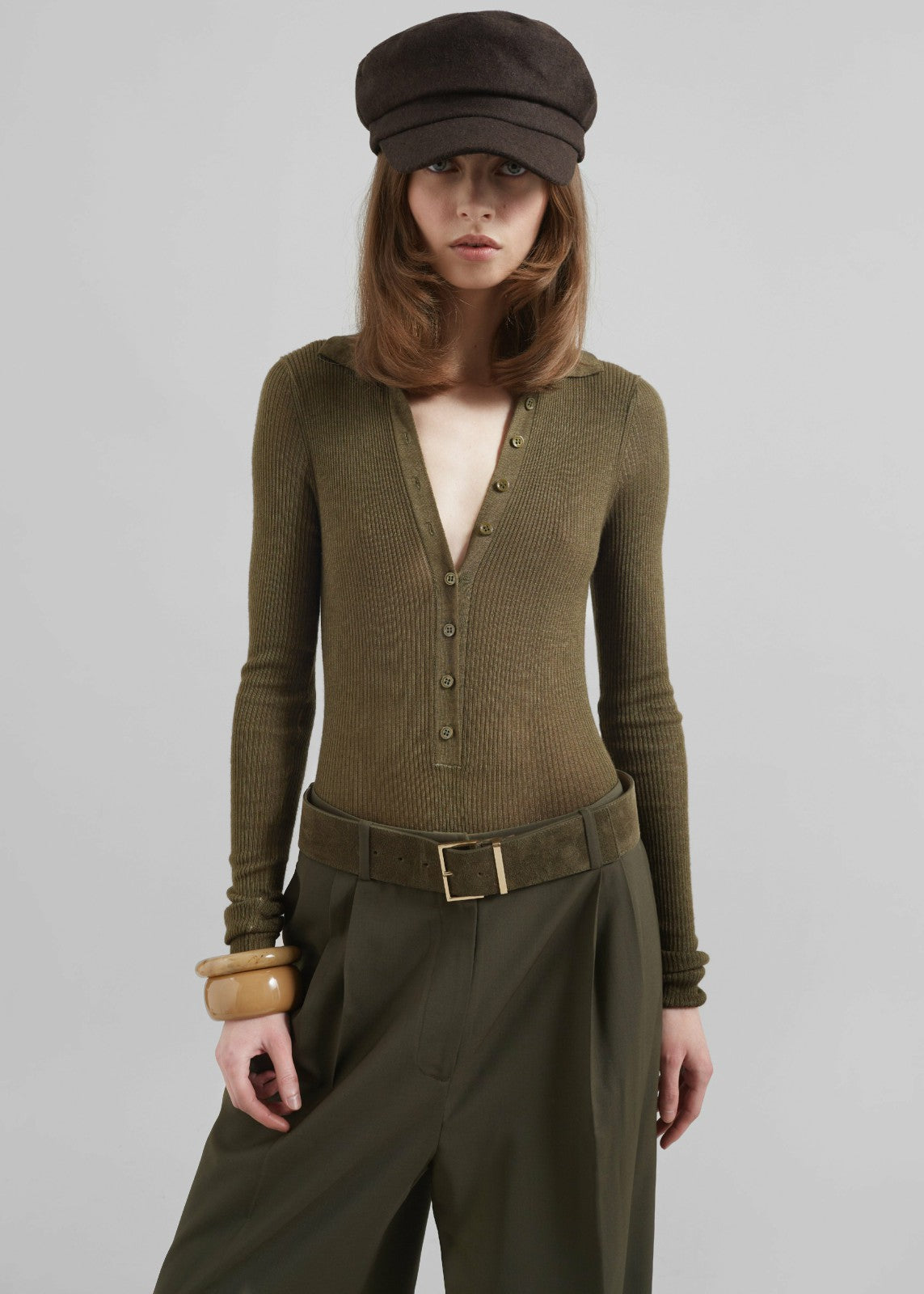 Solana Polo Bodysuit - Khaki