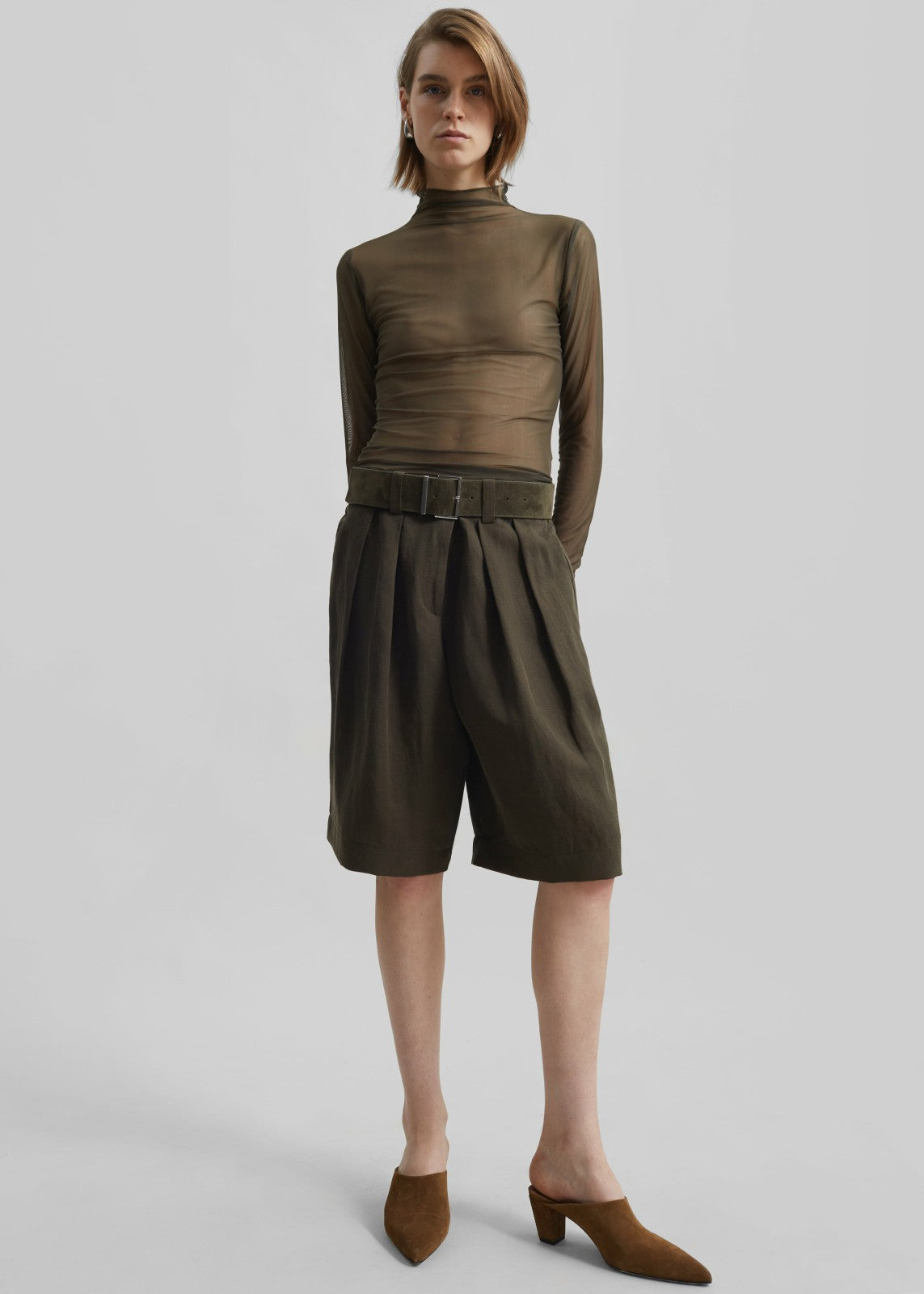 Tulia Long Sleeve Mesh Tee - Khaki