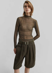 Tulia Long Sleeve Mesh Tee - Khaki