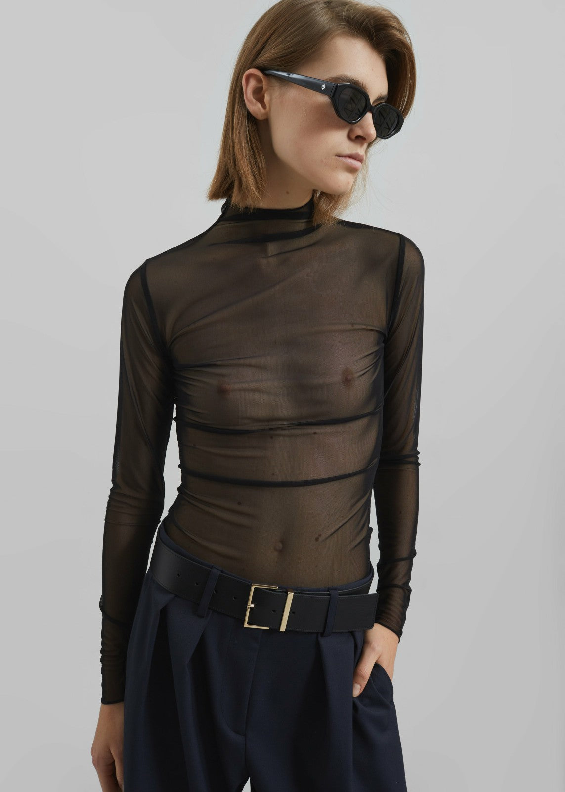 Tulia Long Sleeve Mesh Tee - Black