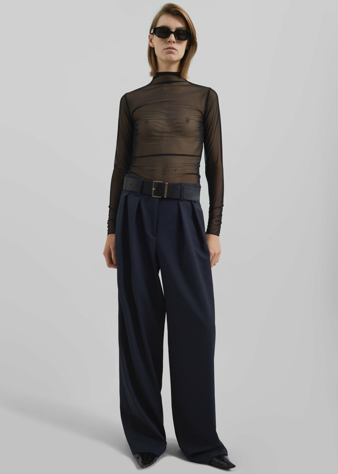 Tulia Long Sleeve Mesh Tee - Black