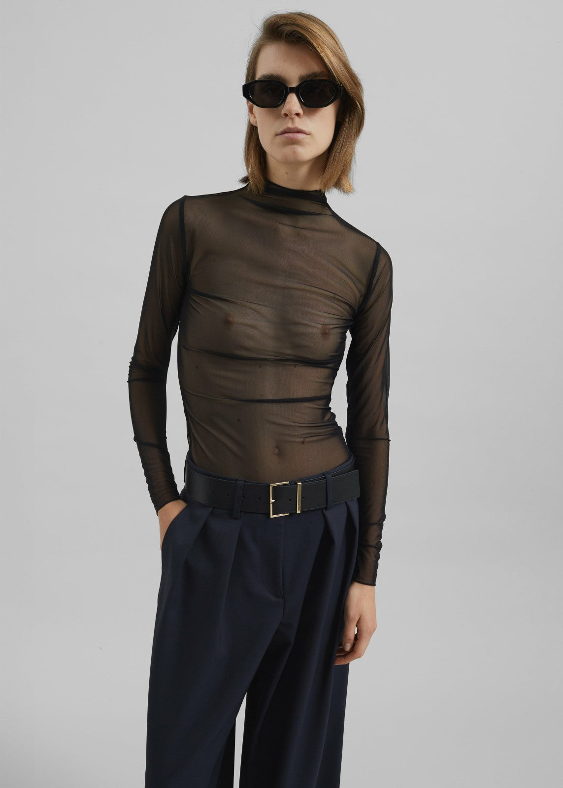 Tulia Long Sleeve Mesh Tee - Black