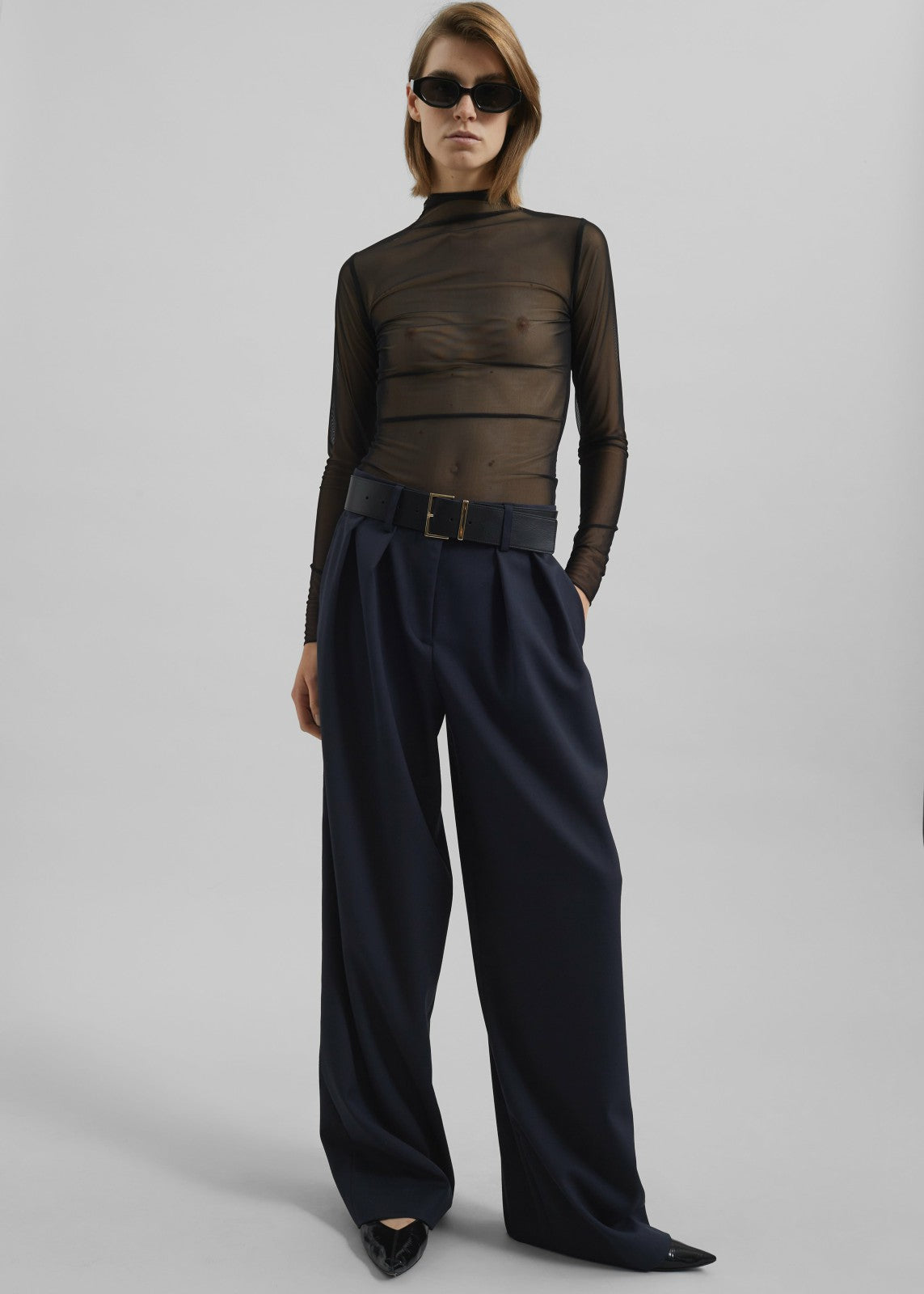 Tulia Long Sleeve Mesh Tee - Black
