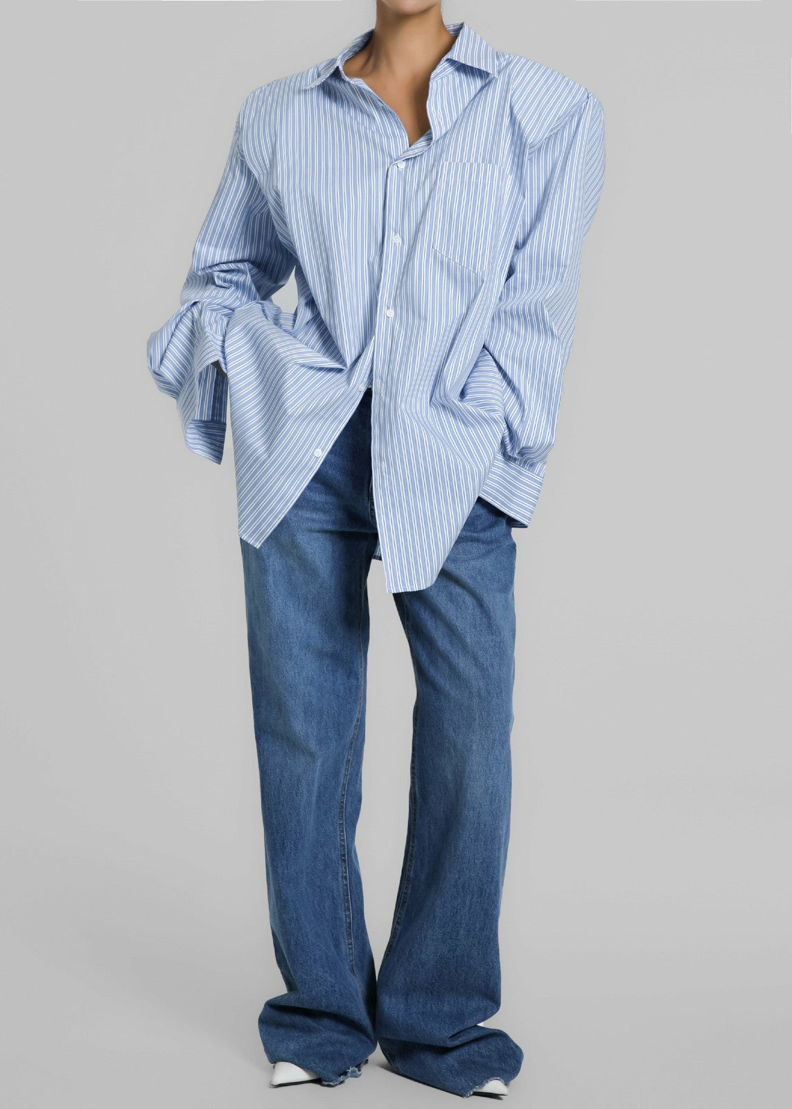 Cyrus Button Up Shirt - Blue/White Stripe
