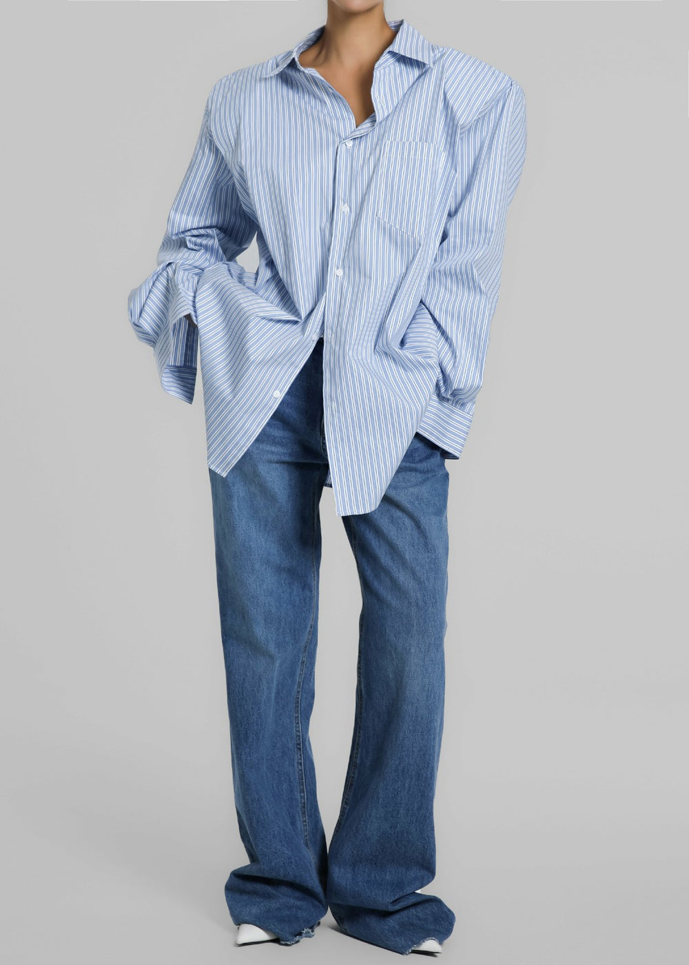 Cyrus Button Up Shirt - Blue/White Stripe