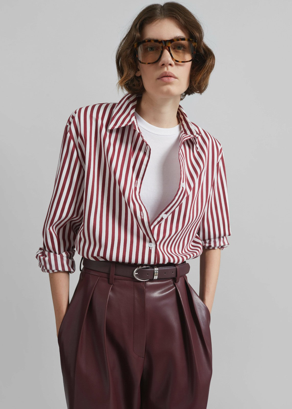 Helsinki Faux Leather Pants - Burgundy
