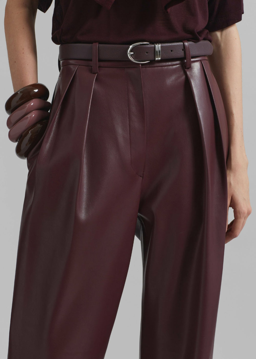 Helsinki Faux Leather Pants - Burgundy
