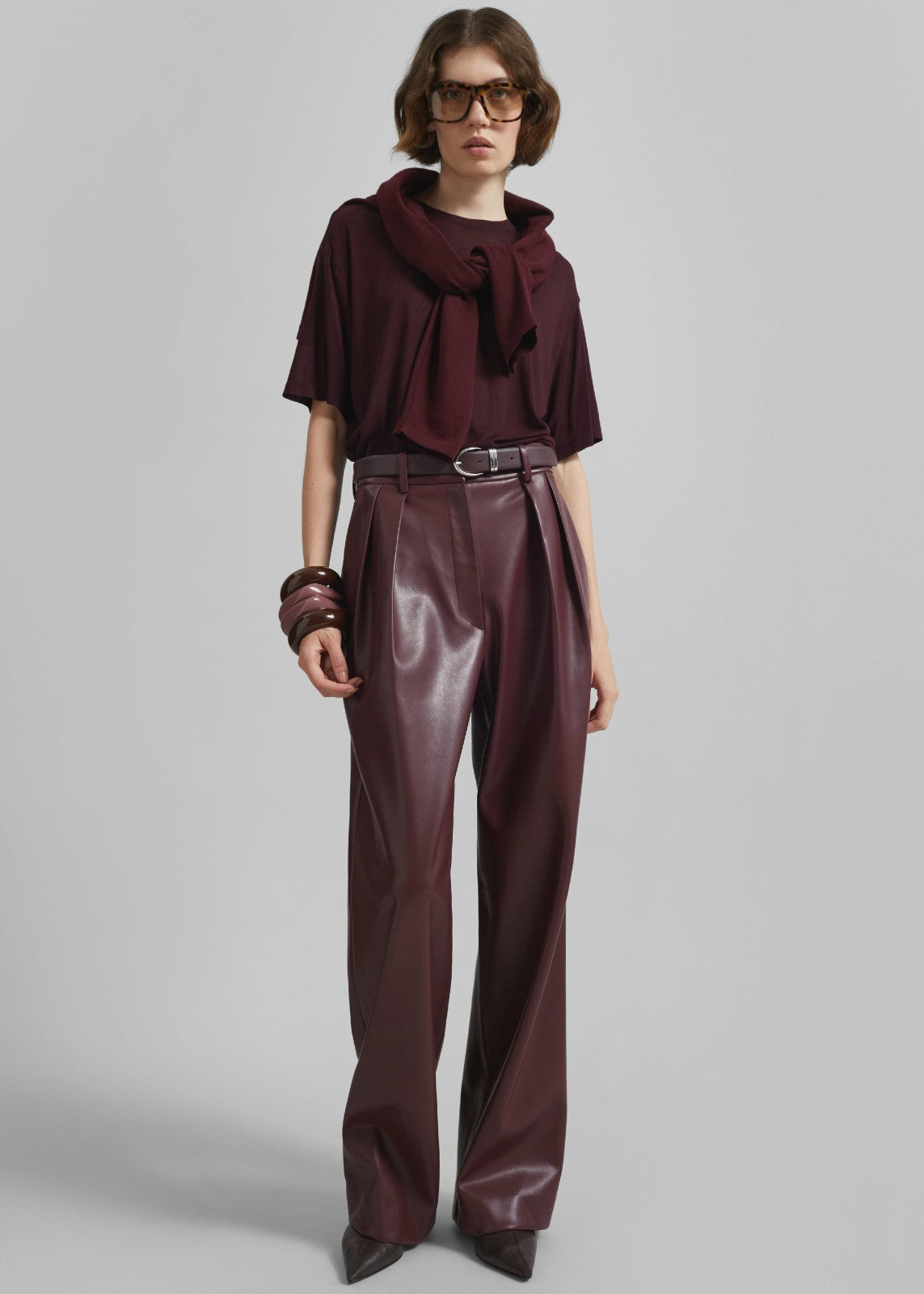 Helsinki Faux Leather Pants - Burgundy