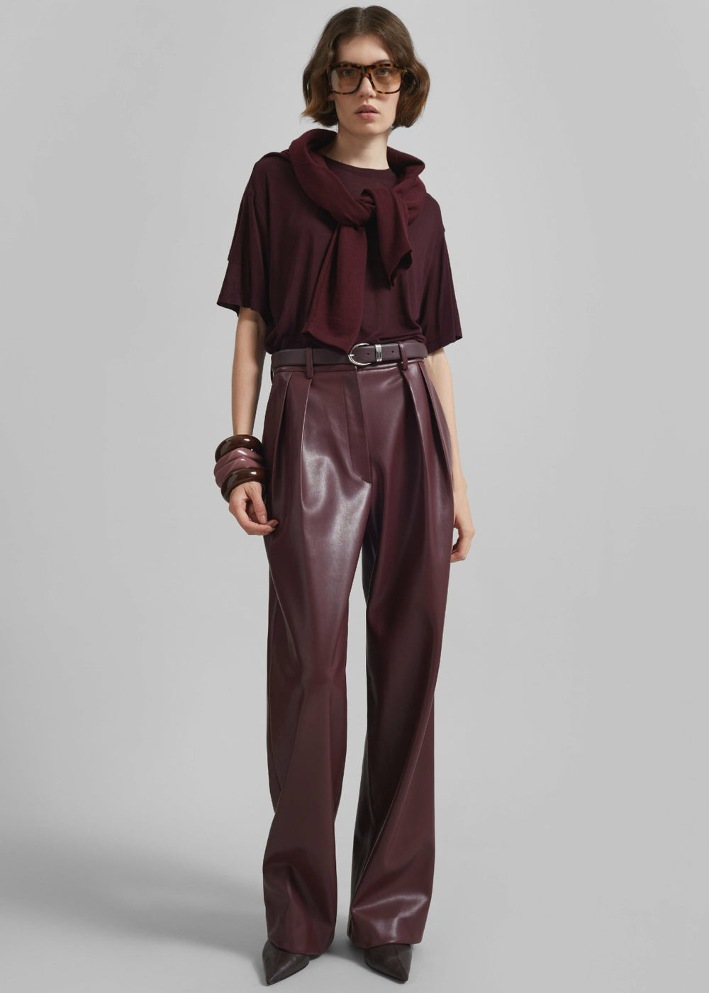 Helsinki Faux Leather Pants - Burgundy