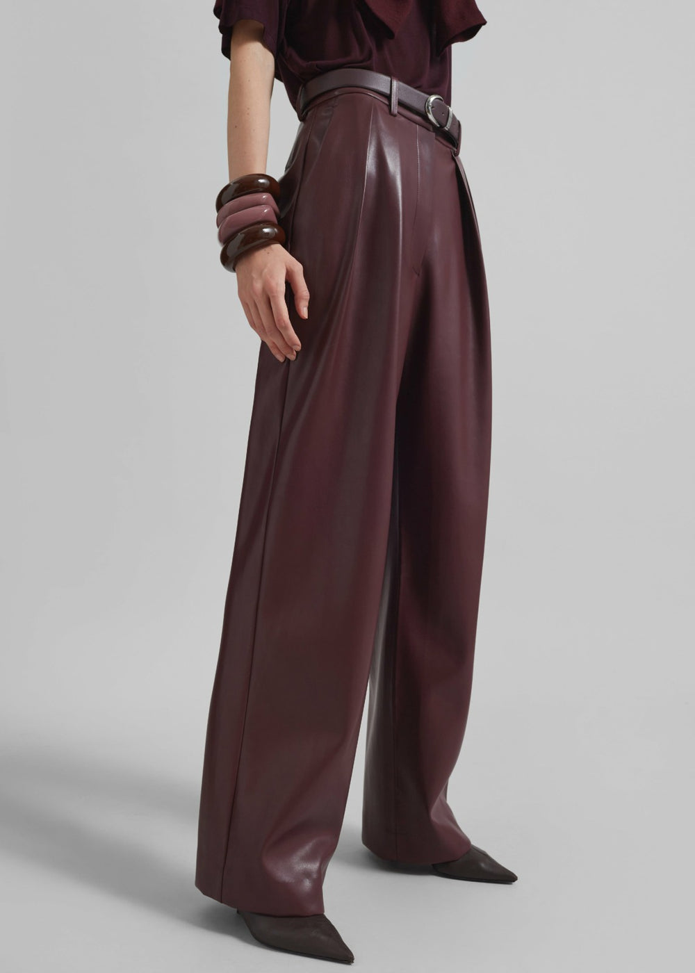 Helsinki Faux Leather Pants - Burgundy