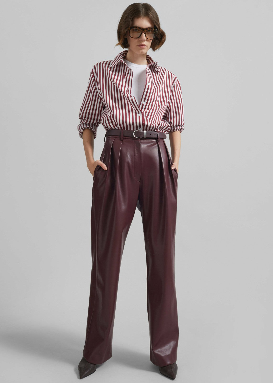 Helsinki Faux Leather Pants - Burgundy