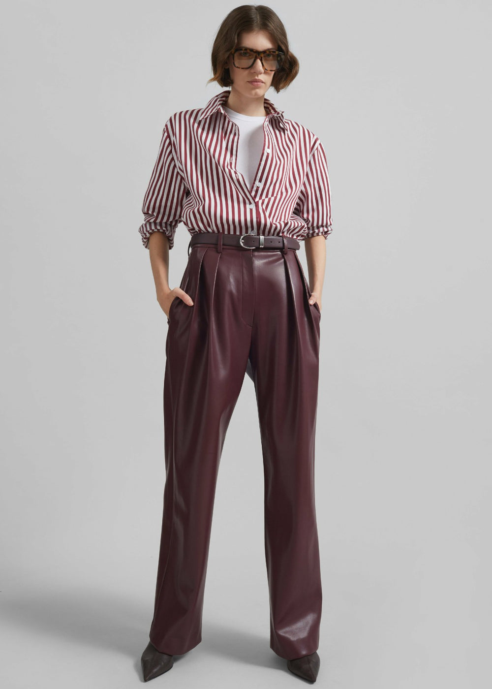 Helsinki Faux Leather Pants - Burgundy