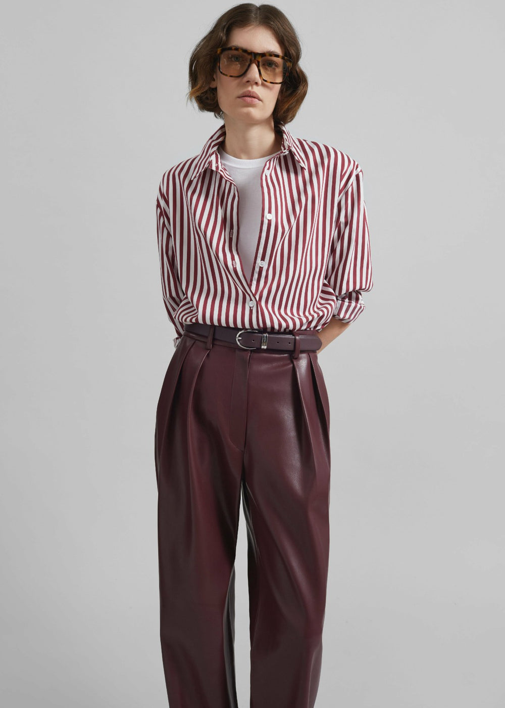 Helsinki Faux Leather Pants - Burgundy