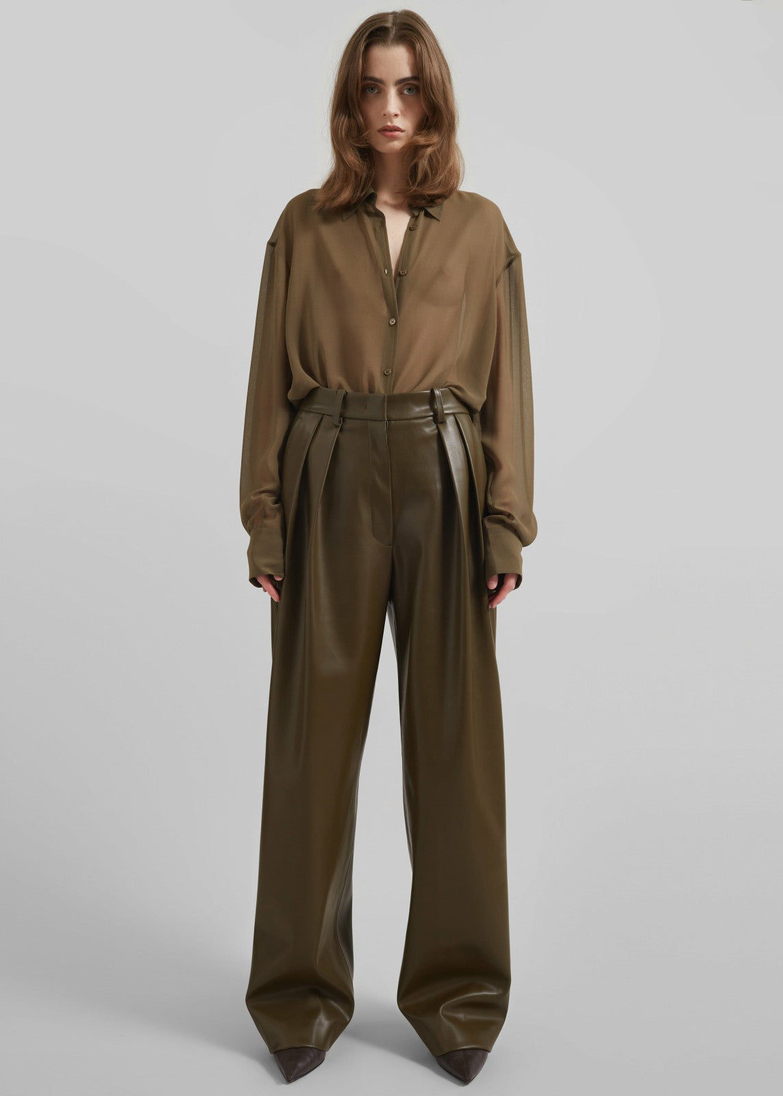 Helsinki Faux Leather Pants - Olive