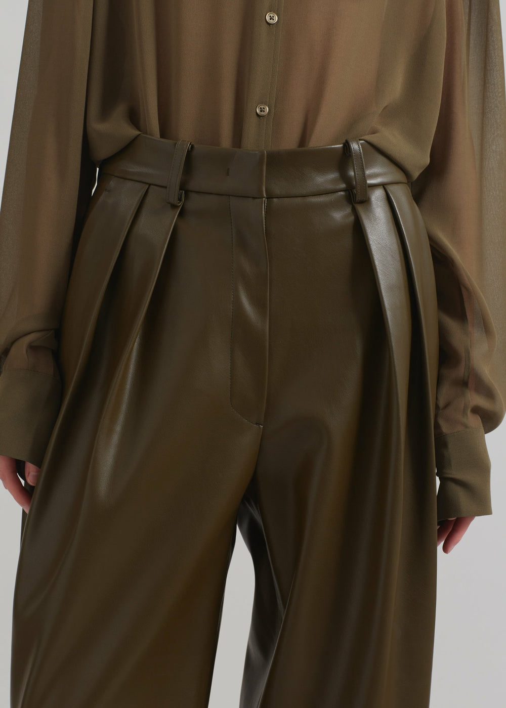 Helsinki Faux Leather Pants - Olive