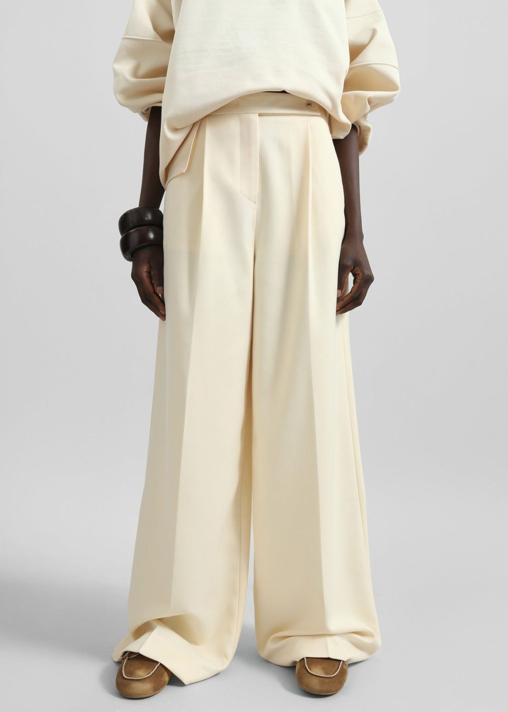 Kamila Wide Leg Trousers - Light Peach