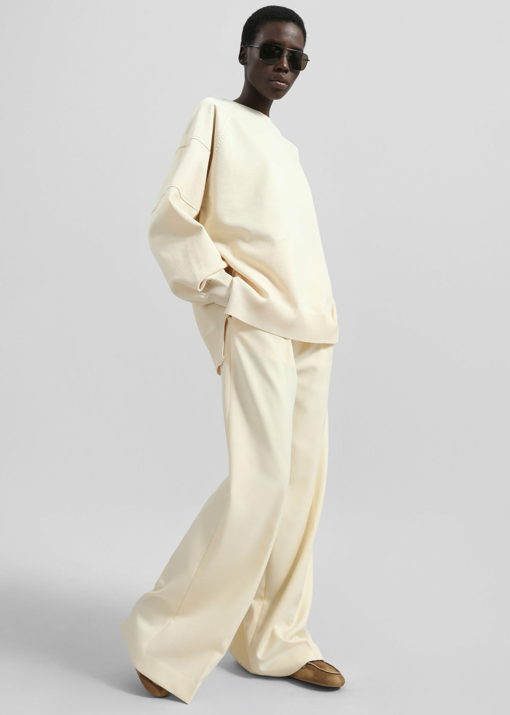 Kamila Wide Leg Trousers - Light Peach