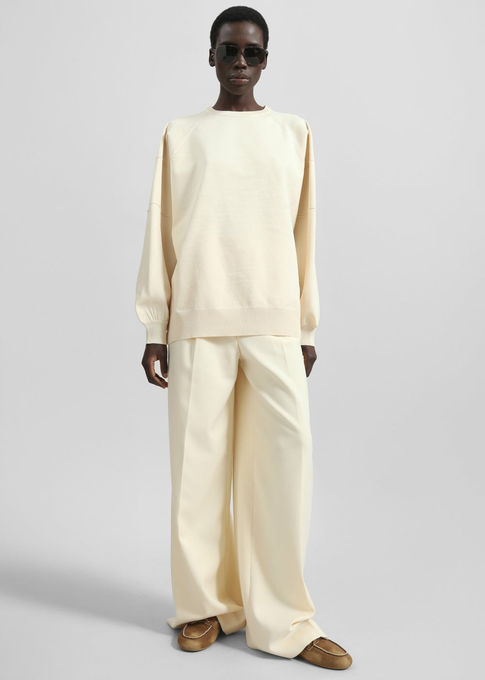 Kamila Wide Leg Trousers - Light Peach